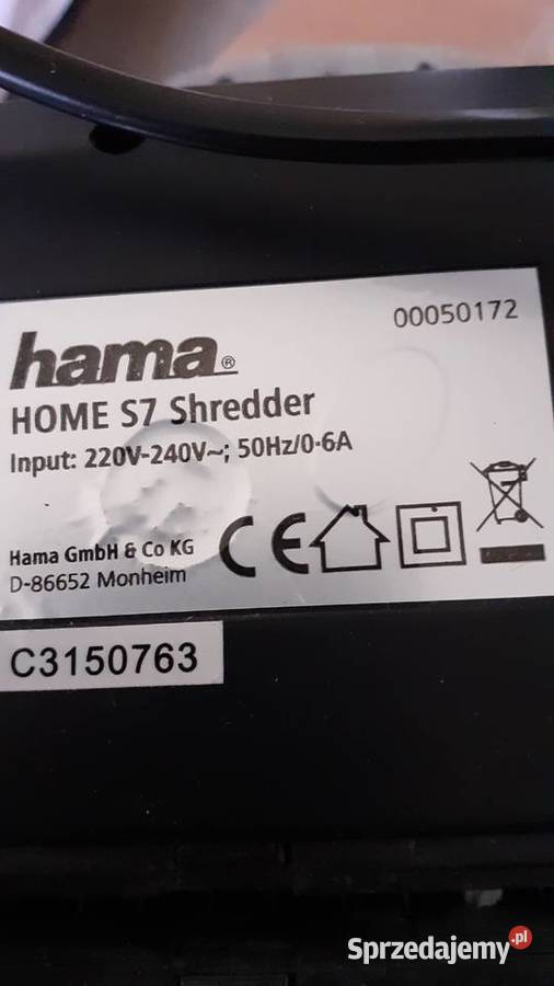Niszczarka dokumentów hama S7 czarny Pozostałe zachodniopomorskie Szczecin