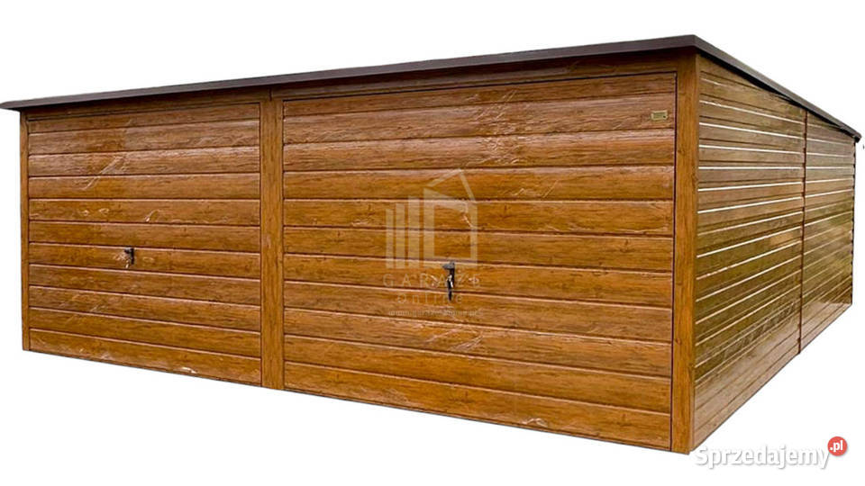 Garaż blaszany 6x6m 2x brama uchylna rynna dach Września