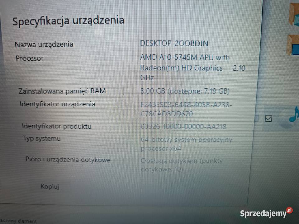 HP Pavilion 15p158sa z dotykowym ekranem AMD A10 AMD A10 Libiąż
