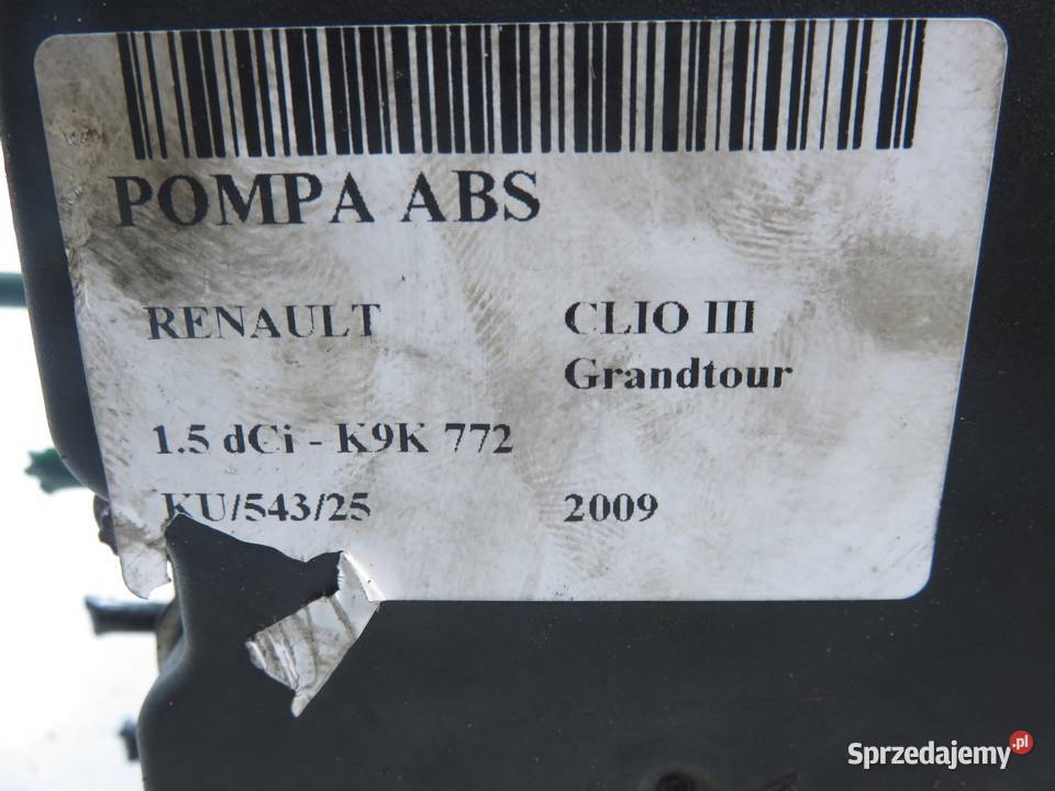 POMPA ABS RENAULT CLIO III 0265950788 0265234754 Układ hamulcowy