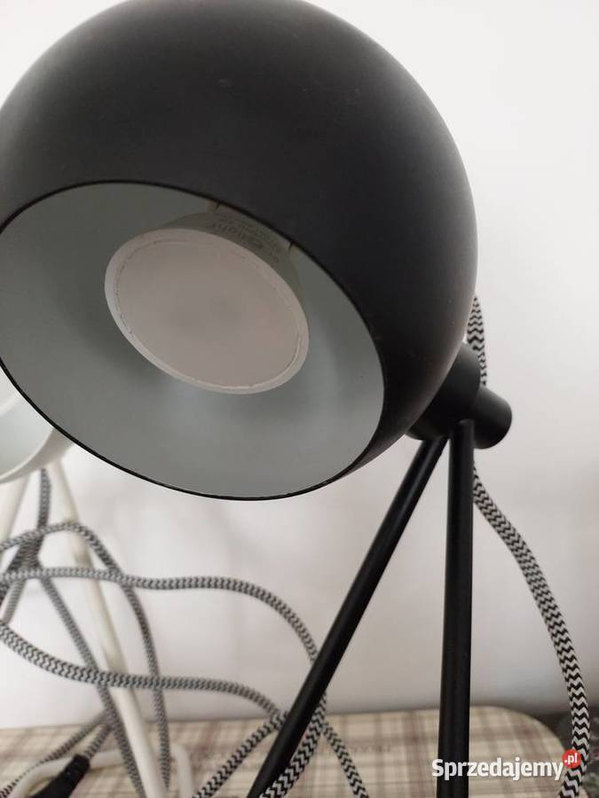 Lampka retro biała czarna z żarówką Nowa Wrocław