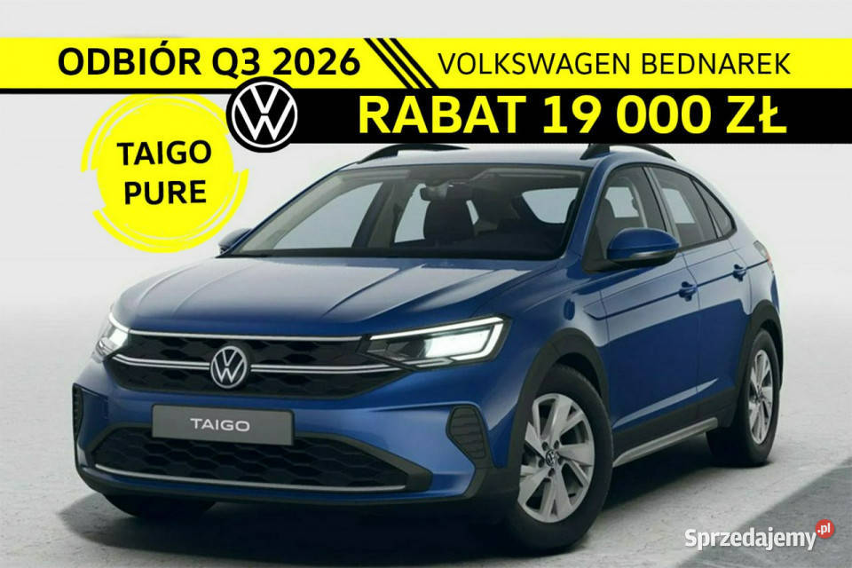 Volkswagen Taigo Nowa wersja Pure 10 TSI 116 DSG kurtyny powietrzne łódzkie Łódź