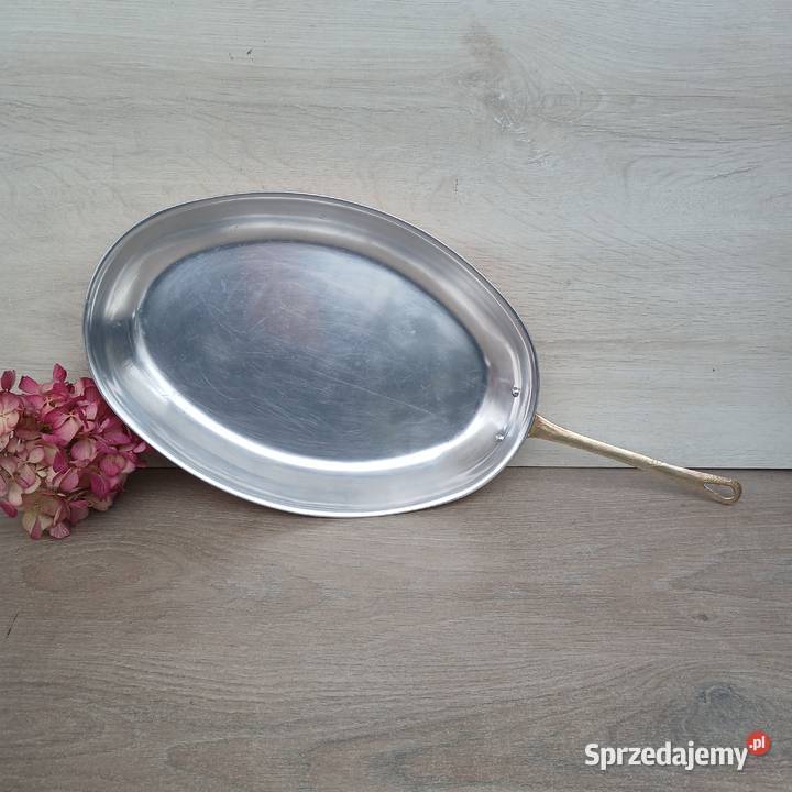 Duża miedziana patelnia owalna 36x25 Patelnie i woki Warszawa