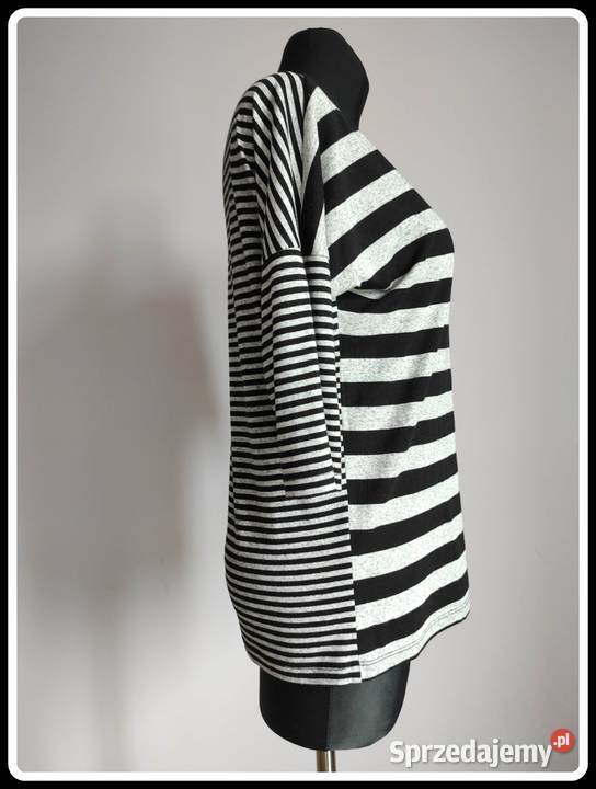 Reserved czarnoszara bluzka w paski oversize 38 Płock