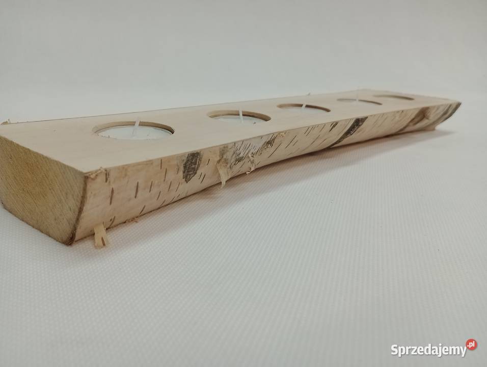 ŚWIECZNIK Z BRZOZY DREWNIANY ŚWIECZNIK TEALIGHT Żagań
