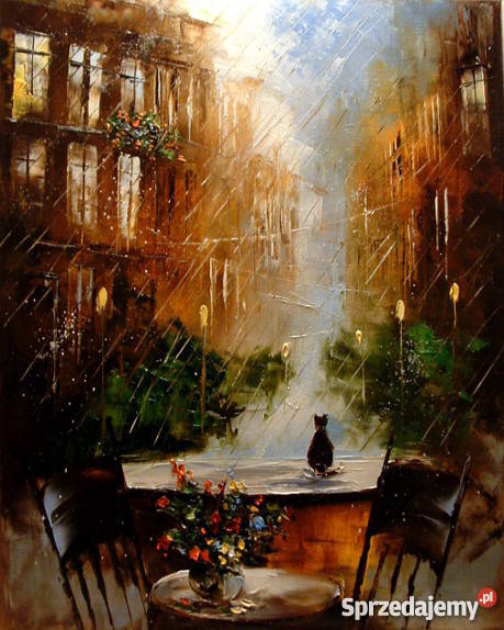 A oknem Obraz olejny 50x40 Warszawa sprzedam