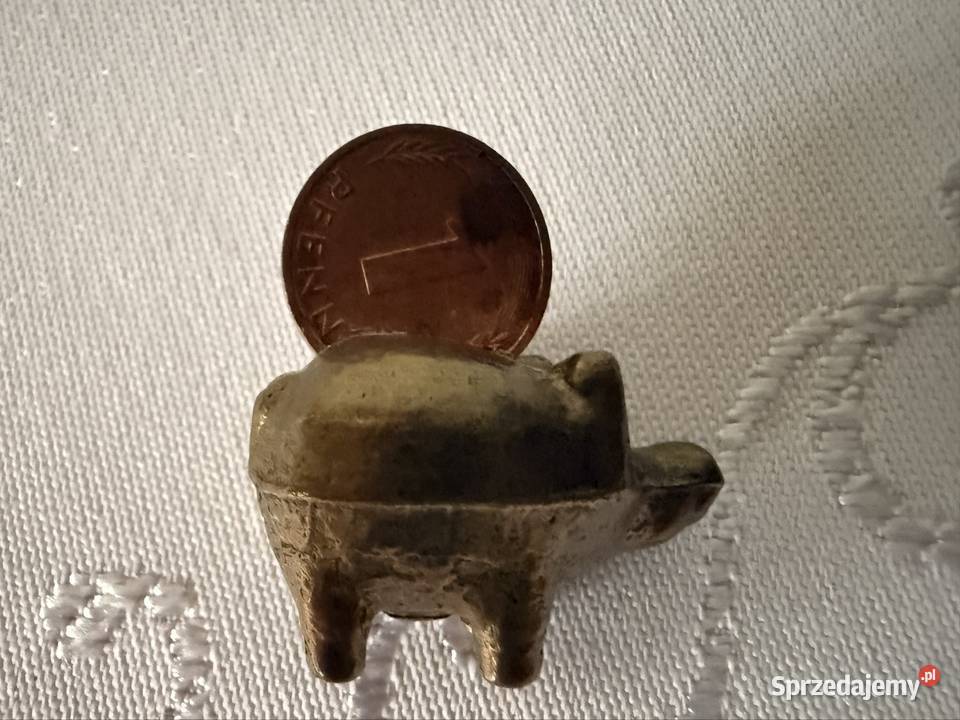 Mosiężna Figurka Świnka z Pieniążkiem Miniaturka Czerwionka-Leszczyny