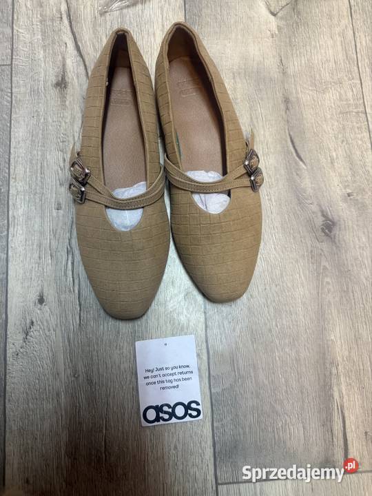 40 Asos Design Beżowe baleriny z zapięciem z Asos Balerinki małopolskie Kraków