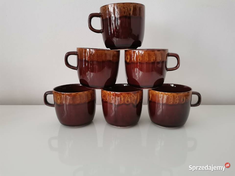 Stare nieużywane kubki N005 6 sztuk porcelit śląskie Katowice