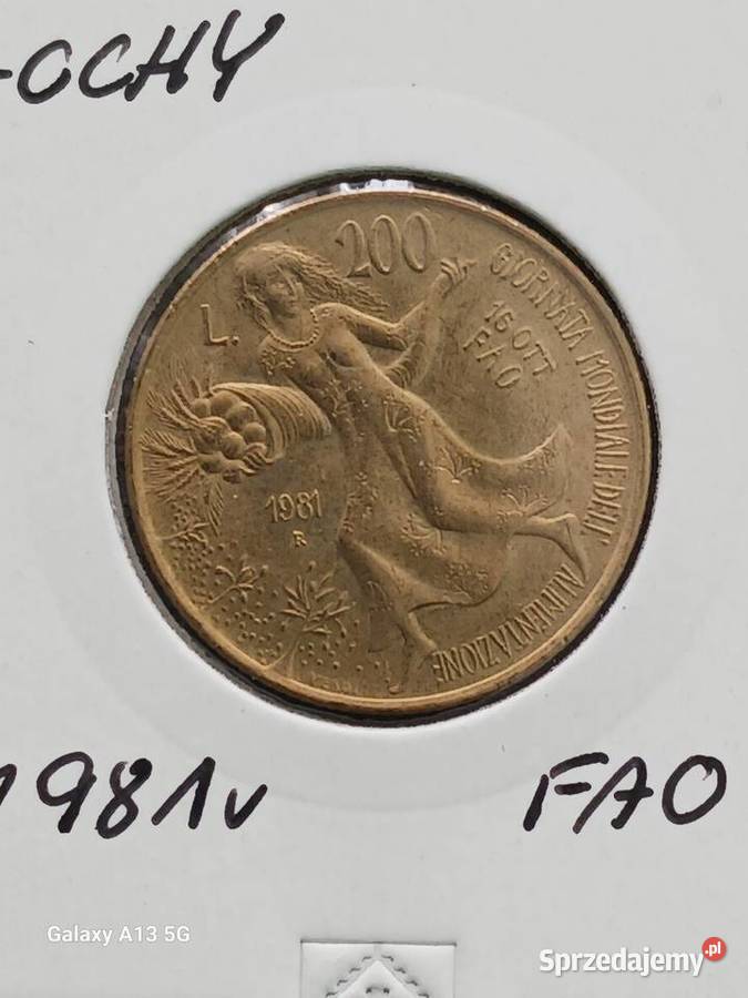 200 Lirów Włochy 1981 r FAO Numizmatyka