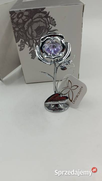 Metalowa róża z kryształkiem Thank You Zamość