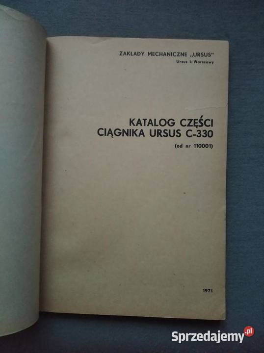 Katalog części Ursus 330 oryginalny z roku 1971 Lublin