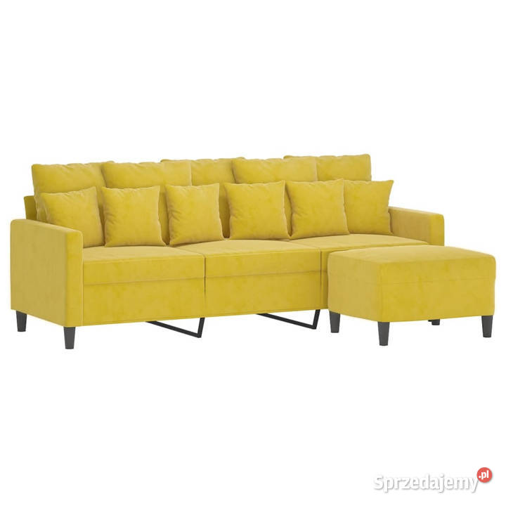 3osobowa sofa z podnóżkiem żółta 180 aksamit mazowieckie