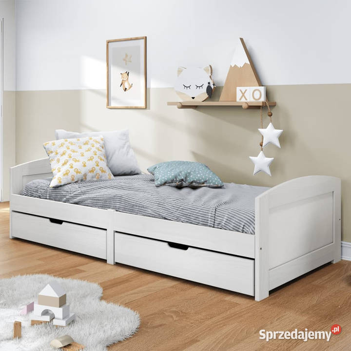 Łóżko dzienne 2 szuflady IRUN białe sosna 90x200 sprzedam