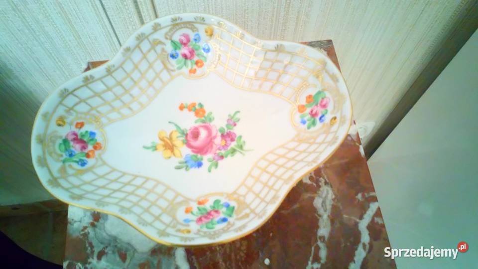 Paterka na nóżce Dresden ręcznie malowana Ceramika i szkło Olsztyn