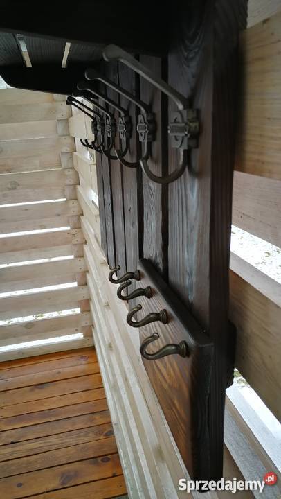 Wieszak drewniany vintage rustykalny loft ogniem świętokrzyskie Krasów