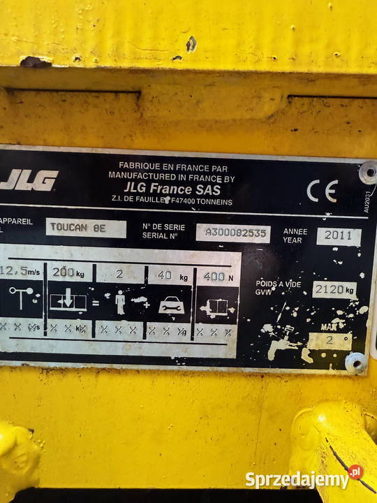 zwyżka podnośnik słupowy obrotowy JLG TOUCAN 8E Działoszyn