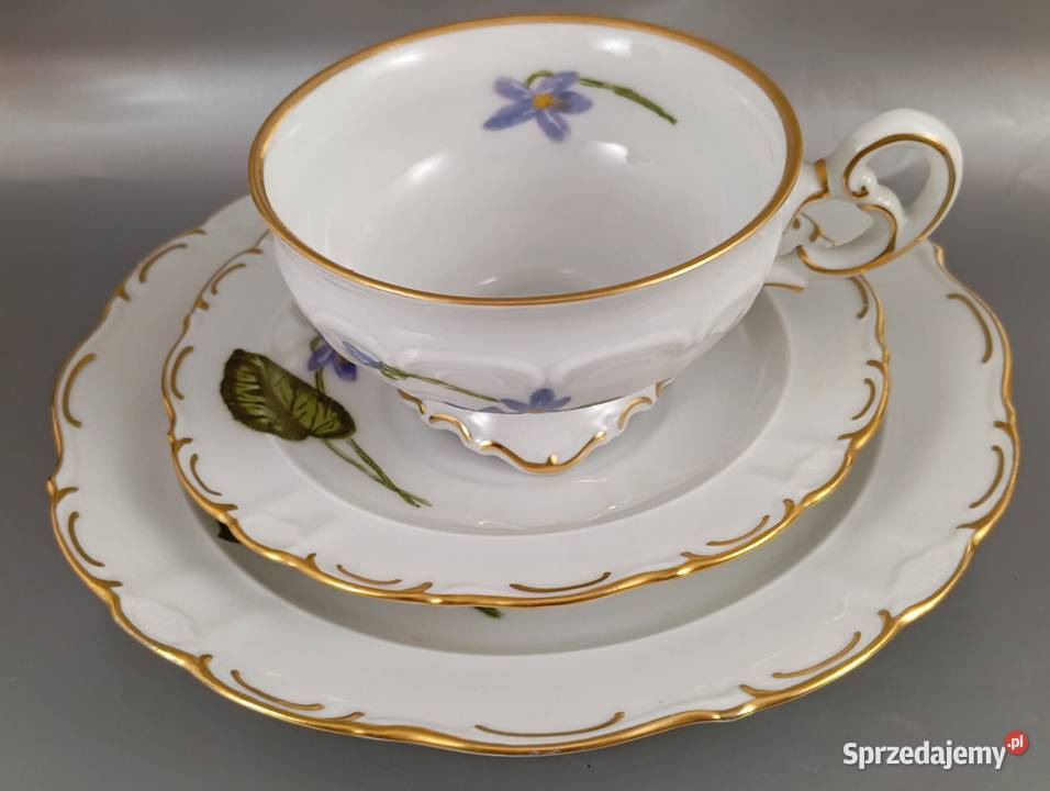 Zestaw śniadaniowy August Schweig Co Weisswasser Porcelana i szkło Zielona Góra