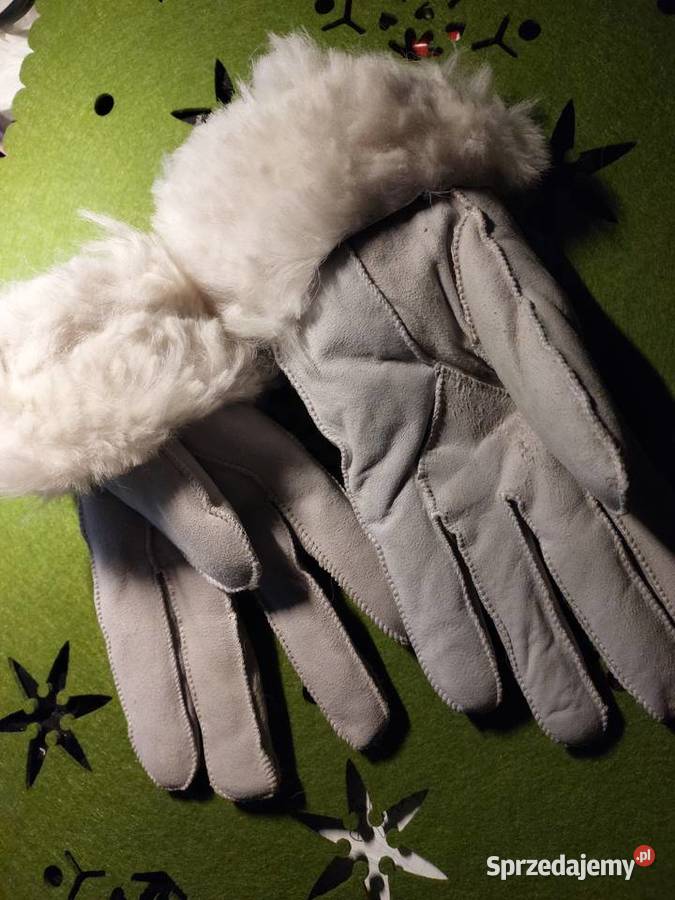 Białe rękawiczki ocieplane skórzane Nowe Galanteria i dodatki Wrocław sprzedam