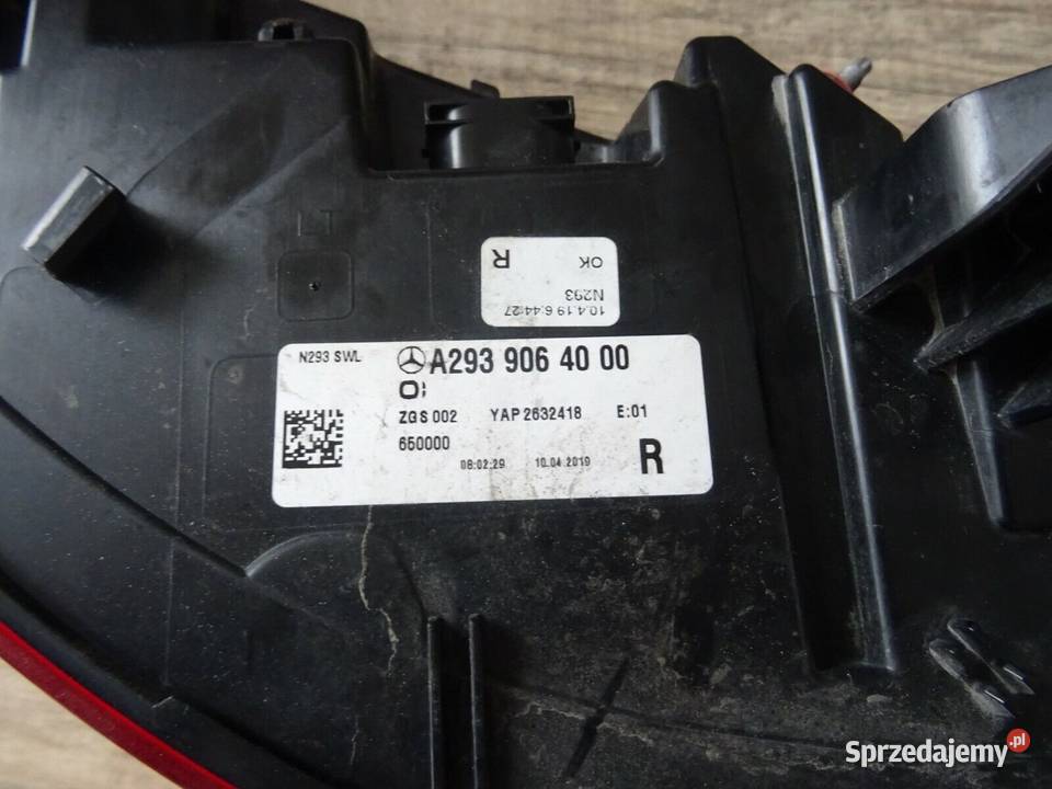 Mercedes EQC N293 Lampa Tylna A2939064000 Rok produkcji 2019 Świerzawa sprzedam