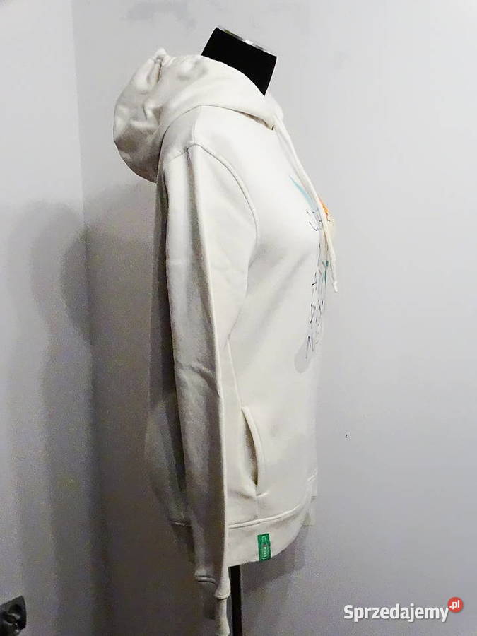 Bluza kremowa z kapturem i kieszeniami S