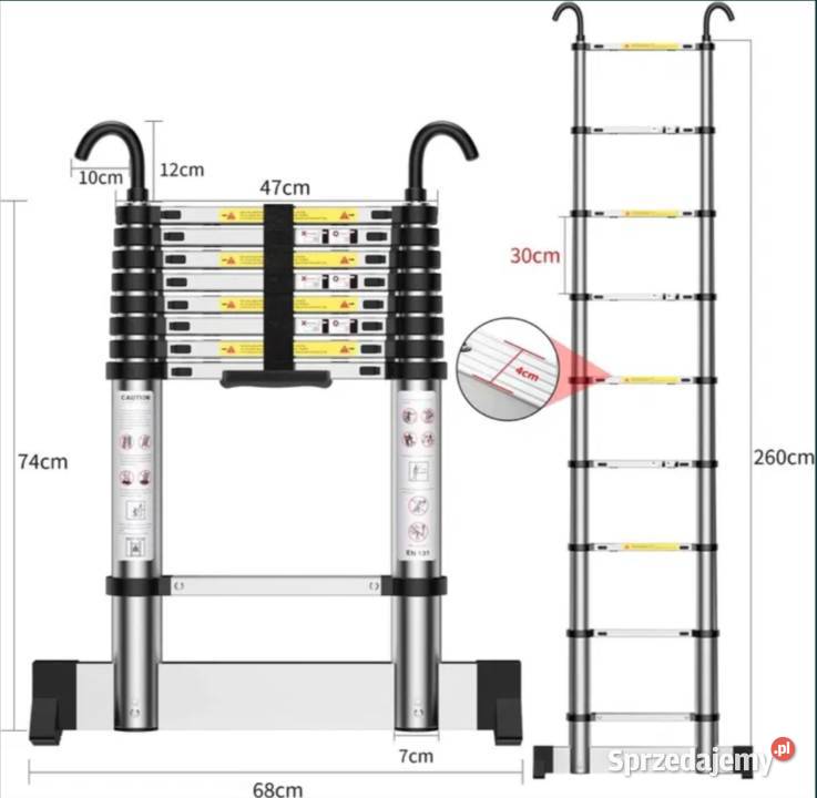 Nowa Aluminiowa Drabina Teleskopowa drabinka śląskie Poraj