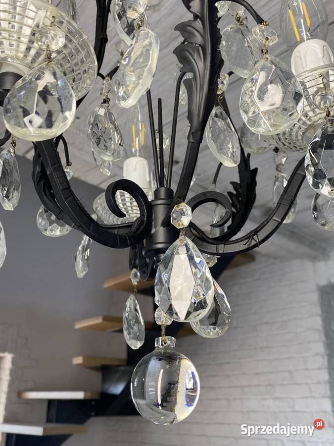 Francuski kryształowy Żyrandol vintage 46 czarny Lampy wiszące wielkopolskie Poznań