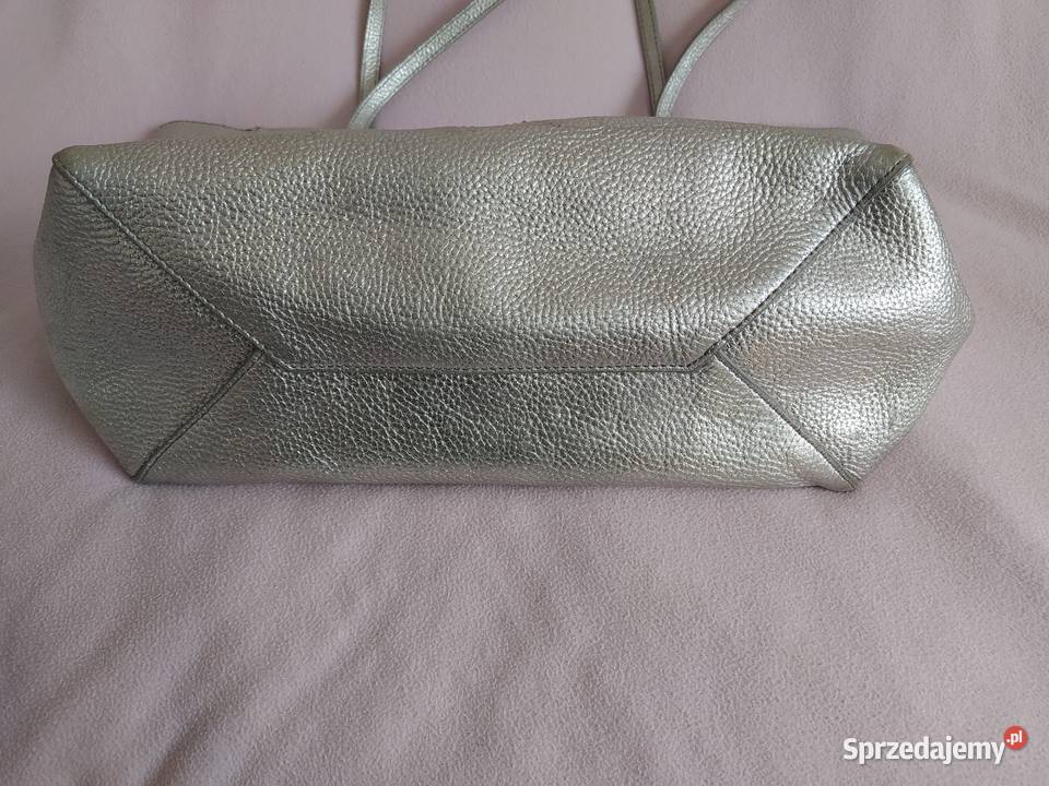 Torebka Ted Baker skorzana torba A4 srebrna