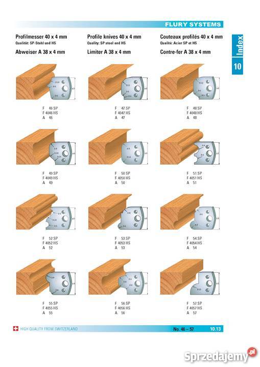 Noże profilowe 40x4mm do głowicy uniwersalnej