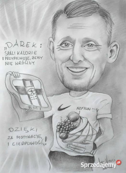 A3 Karykatura ołówek 1 os na prezent Gdańsk