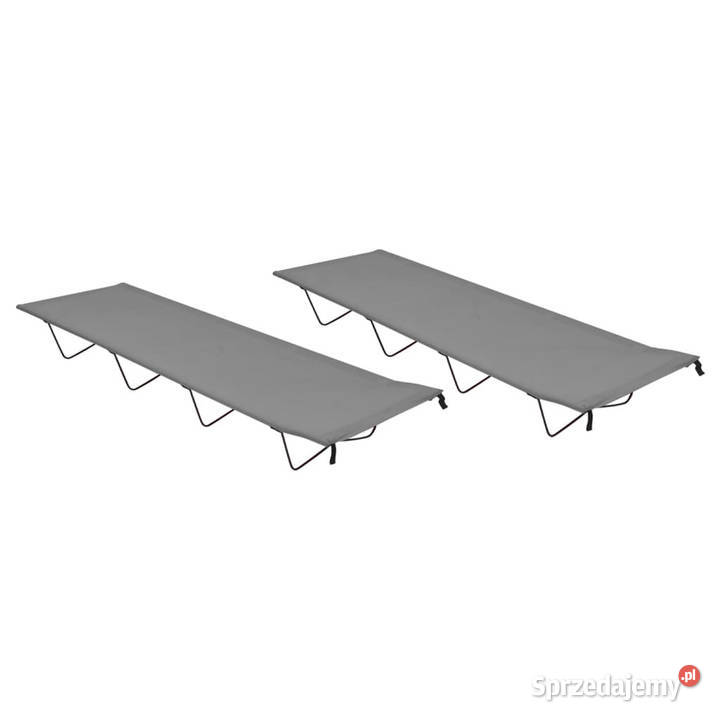 Łóżka polowe 2 180x60x19 tkanina i stal szare Pozostałe mazowieckie Warszawa