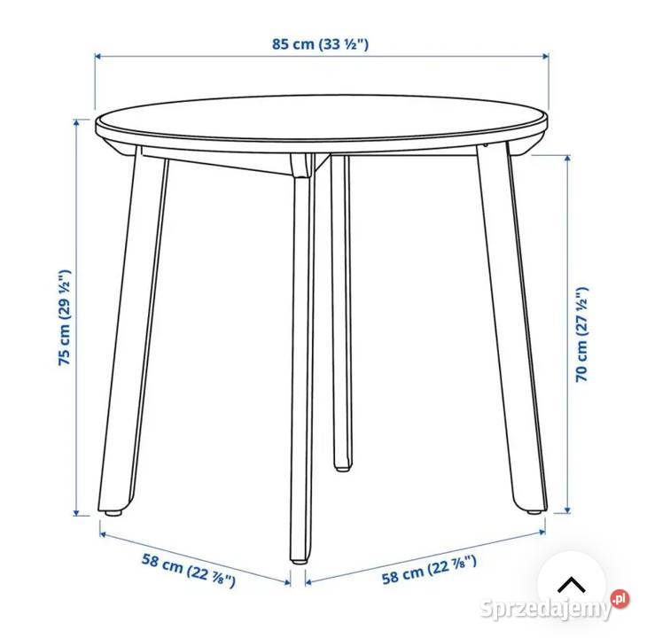 Stół okrągły IKEA GAMLARED 2 krzesła STEFAN 75cm Legionowo