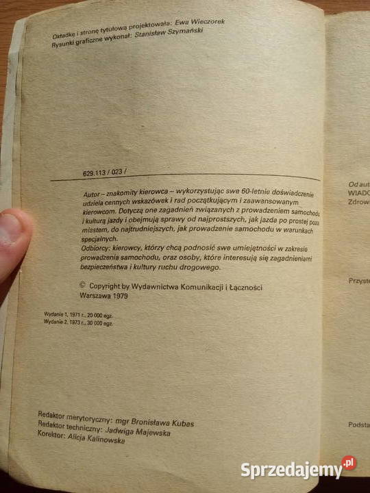 Doświadczony kierowca radzi 1979r Witold Rychter Rok wydania 1979 Dąbrowa Górnicza