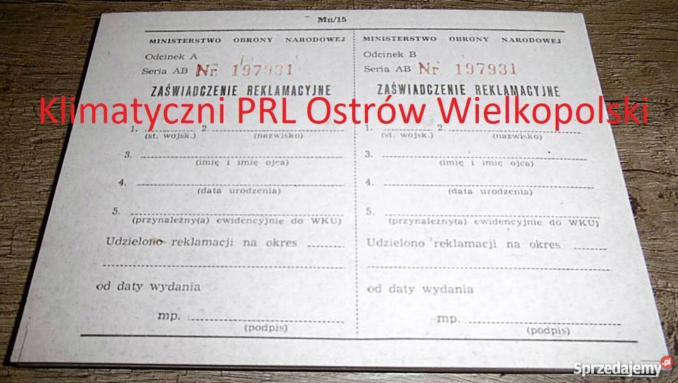 Druczek Zaświadczenie Reklamacyjne Ministerstwo Ostrów Wielkopolski