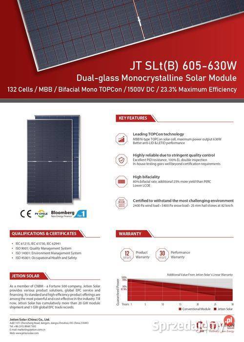 PALETA 36 Panel fotowoltaiczny Jetion 620W
