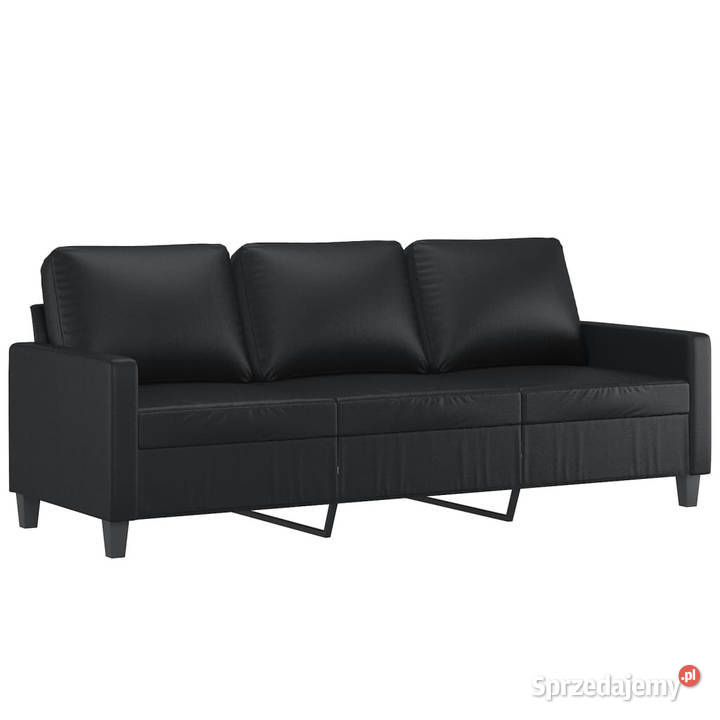 4osobowa sofa z poduszkami czarna sztuczna skóra Warszawa