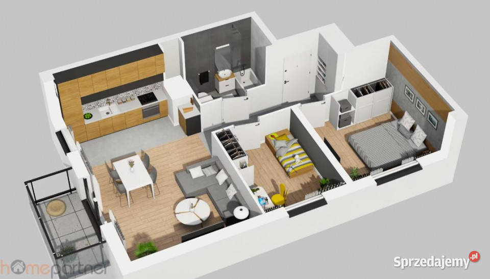 Mieszkanie Wrocław 5838 metrów 3 pokojowe balkon