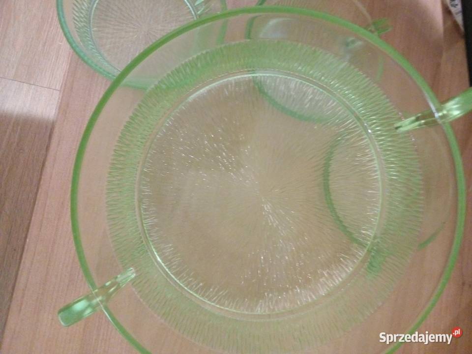 Przepiękny komplet z seledynowego szkła Art Deko Częstochowa