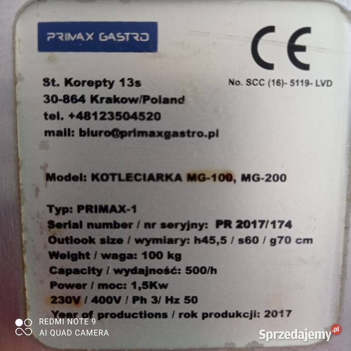 Kotleciarka MG100 warmińsko-mazurskie Gołdap