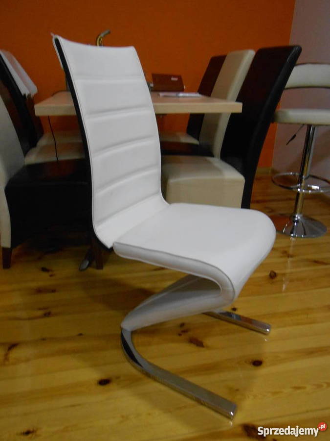 KRZESŁO BIAŁO CZARNE FALA H134 CHROM 47cm Stoły, krzesła, biurka