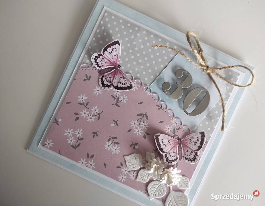 Kartka ręcznie robiona na urodziny z motylami Łódź