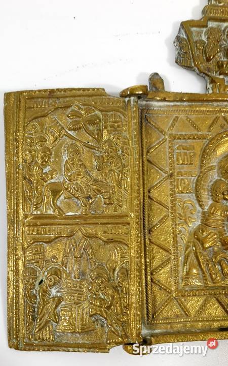 Ikona Matka Boża Włodzimierska Tryptyk XIXw 0421 Warszawa