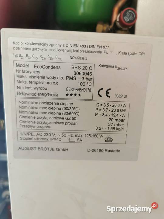 Kocioł gazowy Brotje BBS 20C 24KW sprawny z mazowieckie Radom