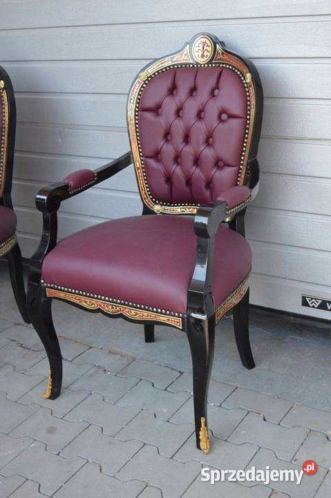 FOTEL BOULLE SKÓRA intarsje mosiądz KRZESŁO Fotele Kraków sprzedam
