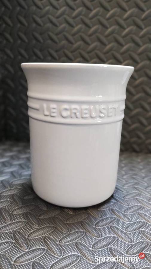 Le Creuset biały pojemnik słoik na sztućce do sprzedam