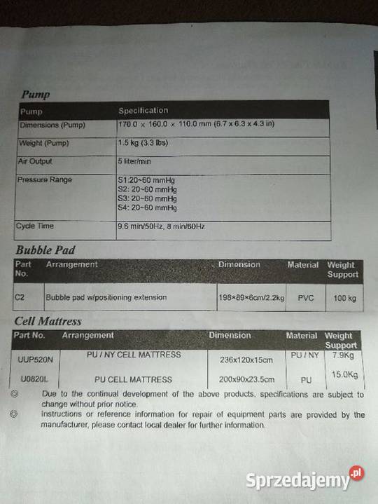 pompa do materaca przeciwodleżynowego
