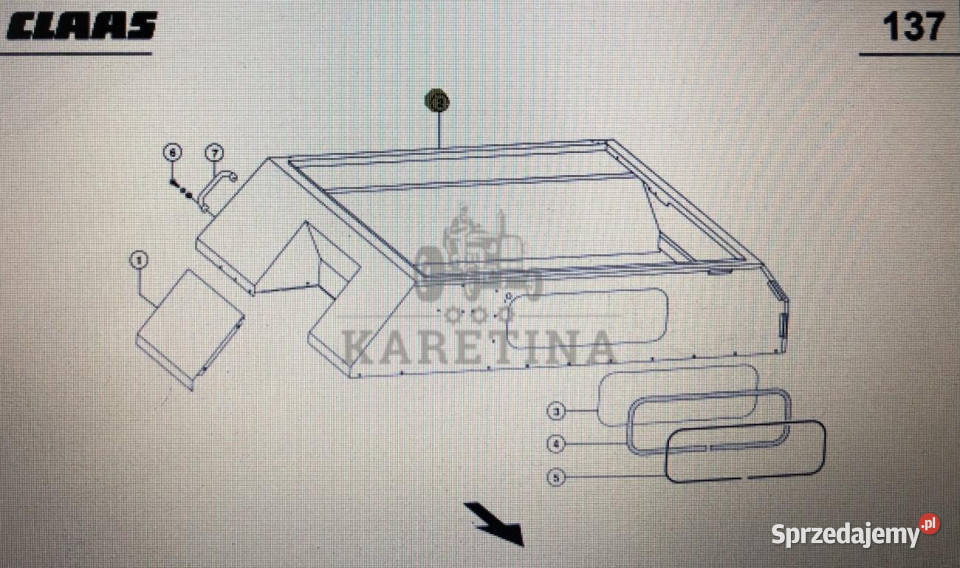 Górna część zbiornika ziarna Claas Mega 370340