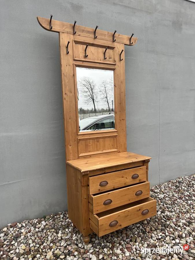 Drewniana garderoba 3w1 Lustro wieszak i komoda mazowieckie Ostrów Mazowiecka