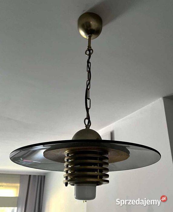 Szwedzka retro lampa sufitowa wisząca Belid Kraków