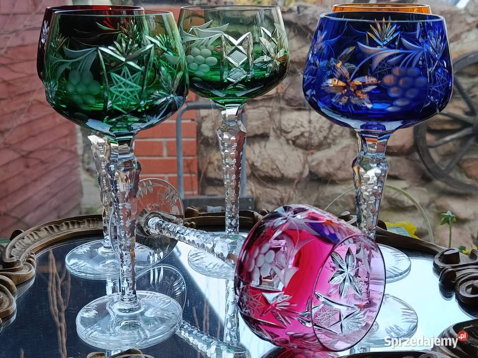 Śliczne kieliszki kryształowe lubuskie Klenica